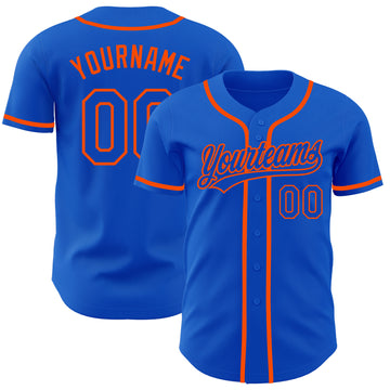 Custom Thunder Blue Orange Authentic Baseball Jersey