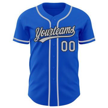 Custom Thunder Blue Gray-Black Authentic Baseball Jersey