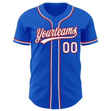 Custom Thunder Blue White-Red Authentic Baseball Jersey