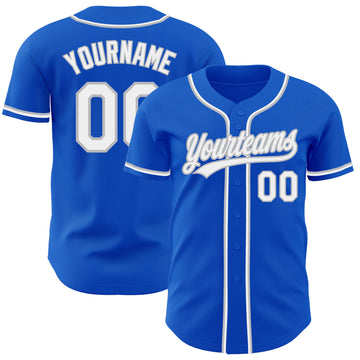 Custom Thunder Blue White-Gray Authentic Baseball Jersey