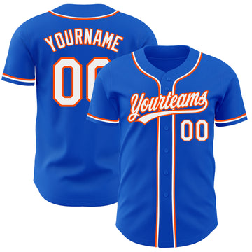 Custom Thunder Blue White-Orange Authentic Baseball Jersey