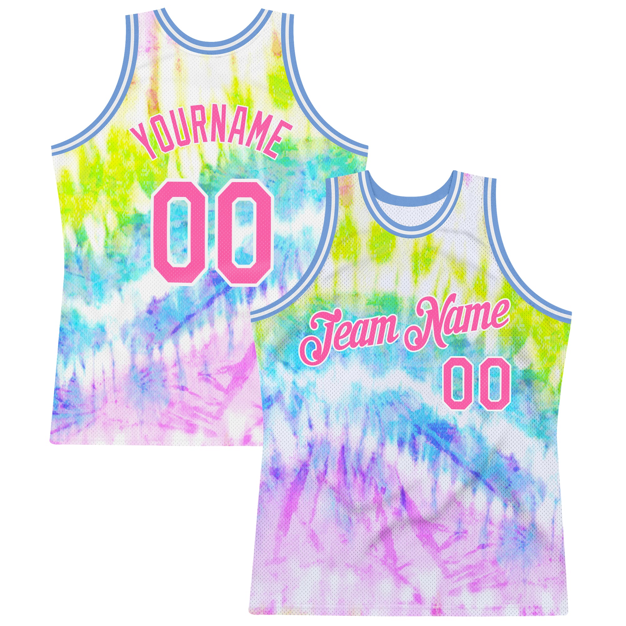 Custom Basketball Jersey Pink Teal Stitched