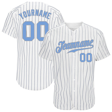 Custom White Kelly Green Pinstripe Purple-Pink Authentic Baseball Jersey