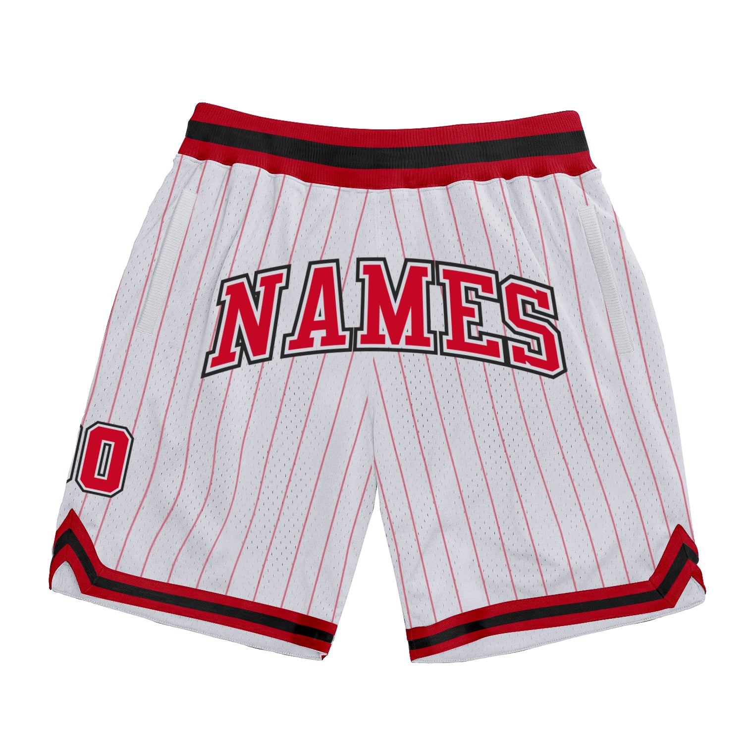 Custom White Red Pinstripe Red-Black Authentic Basketball Jersey