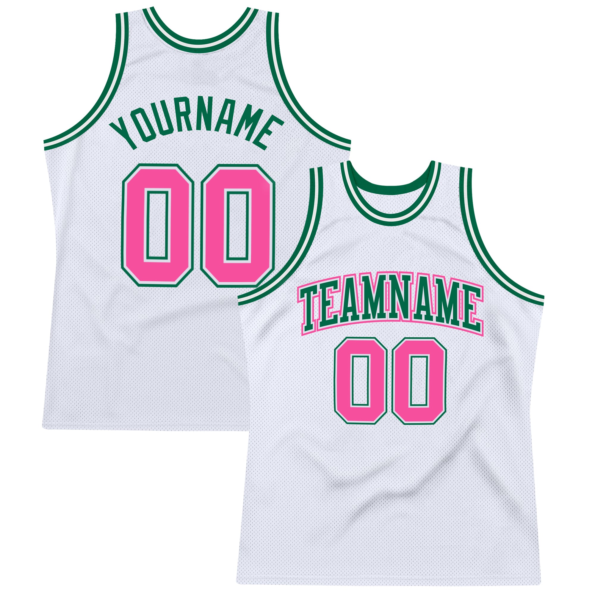 Custom White Kelly Green-Old Gold Authentic Throwback Basketball Jersey