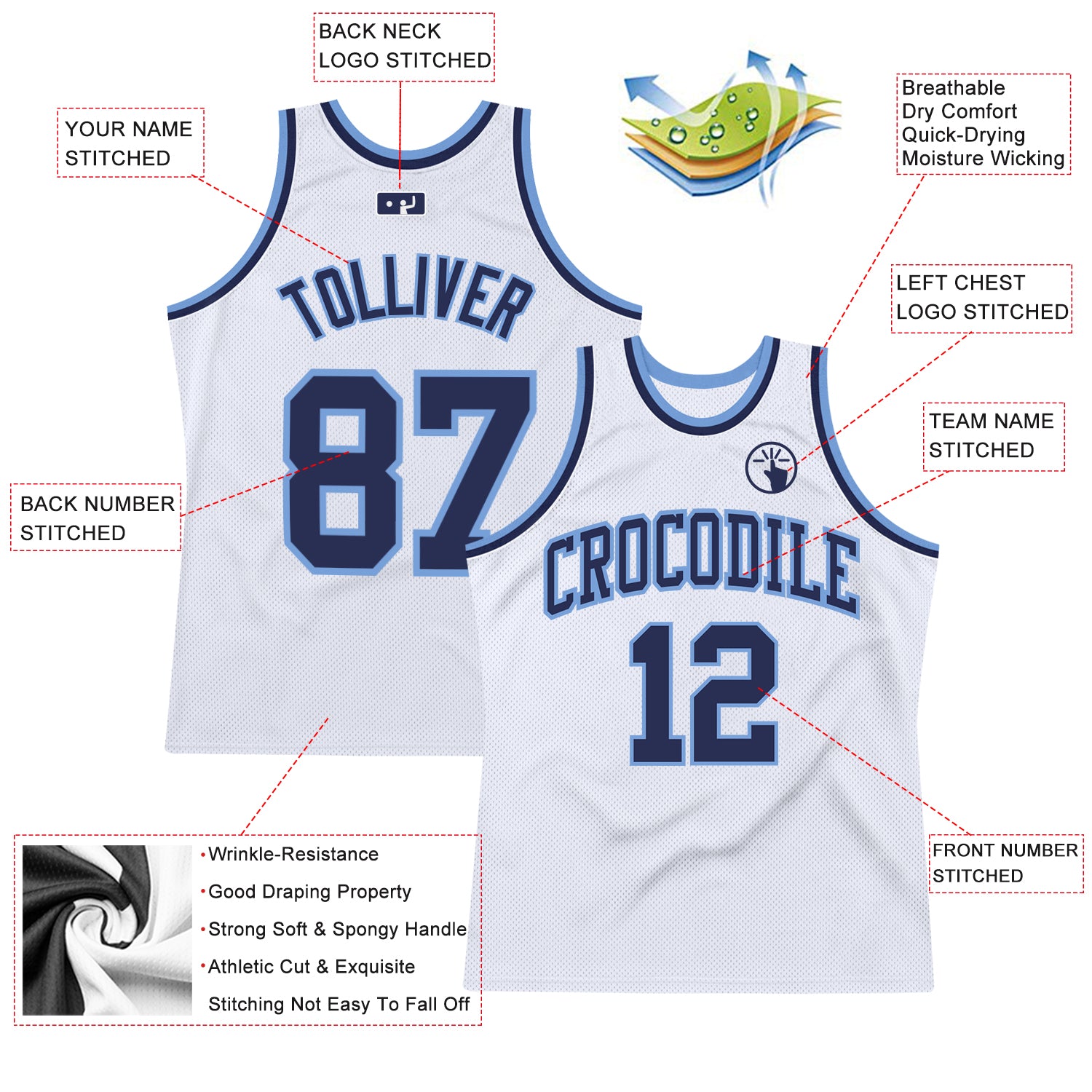 Custom Light Blue White-Gold Authentic Throwback Basketball Jersey