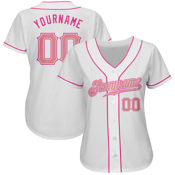 Custom White Medium Pink-Pink Authentic Baseball Jersey