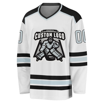 Custom White Silver-Black Hockey Jersey