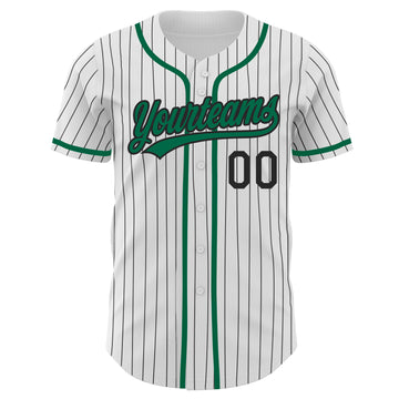 Custom White Black Pinstripe Kelly Green Authentic Baseball Jersey