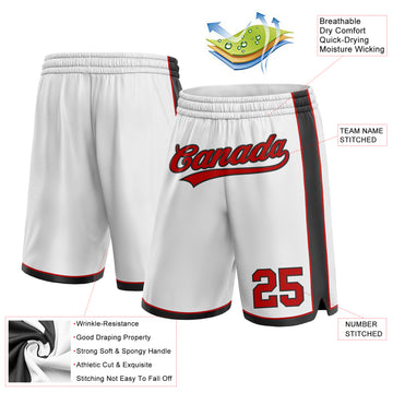 Custom White Red-Black Authentic Basketball Shorts