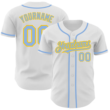 Custom Thunder Blue White-Yellow Authentic Baseball Jersey