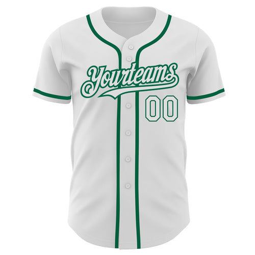 Custom Kelly Green White-Red Authentic Baseball Jersey Youth Size:S