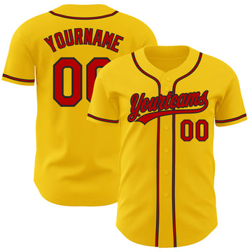 Custom Yellow Red-Black Authentic Baseball Jersey