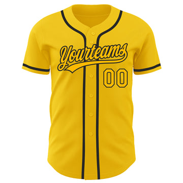 Custom Yellow Gold-Black Authentic Baseball Jersey