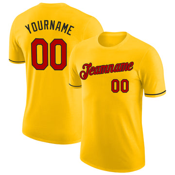 Custom Yellow Red-Black Performance T-Shirt
