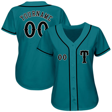 Custom Aqua Black-Gray Authentic Baseball Jersey