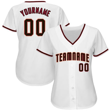 Custom White Black-Crimson Baseball Jersey - Jersey