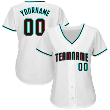 Custom White Black-Aqua Baseball Jersey - Jersey