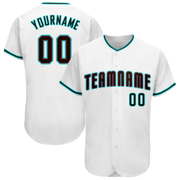 Custom White Black-Aqua Baseball Jersey - Jersey