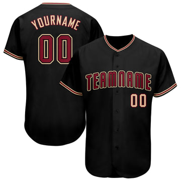 Custom Black Crimson-Khaki Baseball Jersey - Jersey