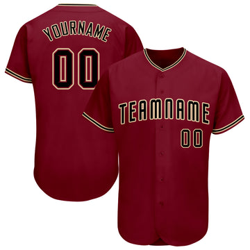 Custom Crimson Black-Khaki Baseball Jersey - Jersey