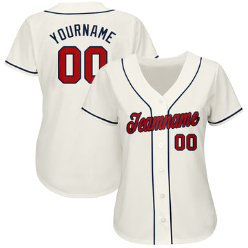 Custom Cream Red-Navy Baseball Jersey - Jersey