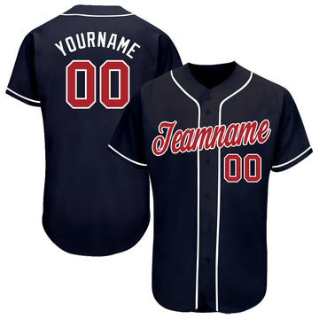 Custom Navy Red-White Baseball Jersey - Jersey