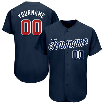 Custom Navy Red-White Baseball Jersey - Jersey