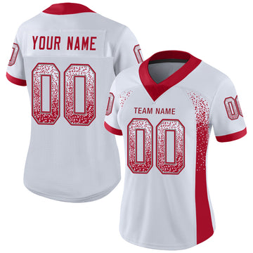 Custom White Red-Gray Mesh Drift Fashion Football Jersey - Jersey