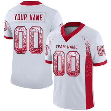 Custom White Red-Gray Mesh Drift Fashion Football Jersey - Jersey