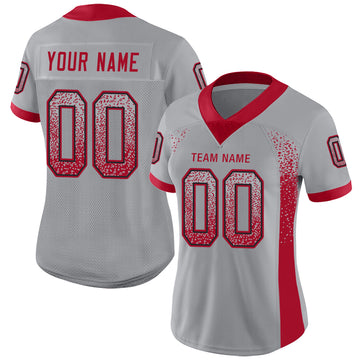 Custom Light Gray Red-Black Mesh Drift Fashion Football Jersey - Jersey