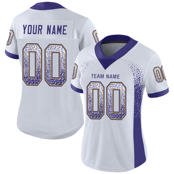 Custom White Purple-Old Gold Mesh Drift Fashion Football Jersey - Jersey