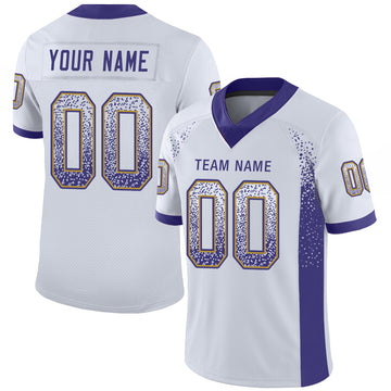 Custom White Purple-Old Gold Mesh Drift Fashion Football Jersey - Jersey