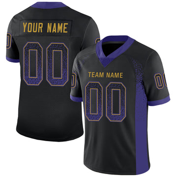 Custom Black Purple-Old Gold Mesh Drift Fashion Football Jersey - Jersey