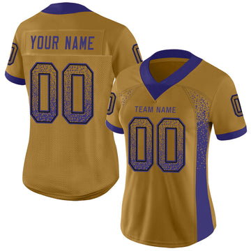 Custom Old Gold Purple-Black Mesh Drift Fashion Football Jersey - Jersey