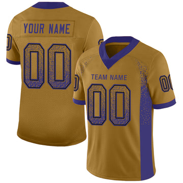 Custom Old Gold Purple-Black Mesh Drift Fashion Football Jersey - Jersey