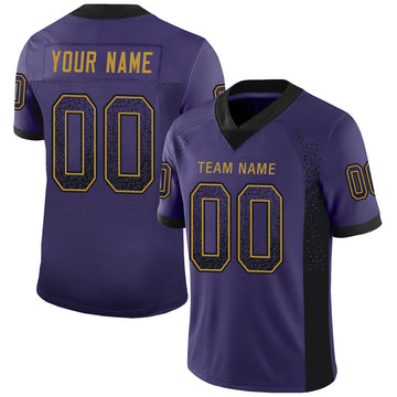 Custom Purple Black-Old Gold Mesh Drift Fashion Football Jersey - Jersey