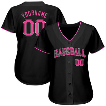 Custom Black Pink-White Authentic Baseball Jersey - Jersey