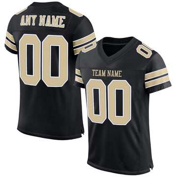 Custom Black Vegas Gold-White Mesh Authentic Football Jersey