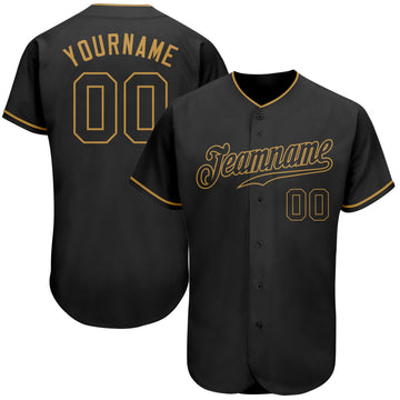 Custom Black Black-Old Gold Authentic Baseball Jersey