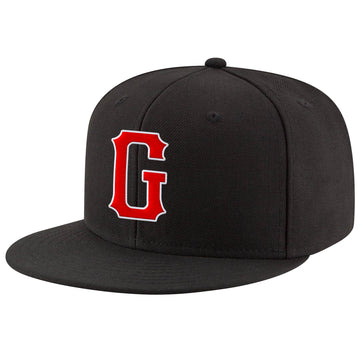 Custom Black Red-White Stitched Adjustable Snapback Hat