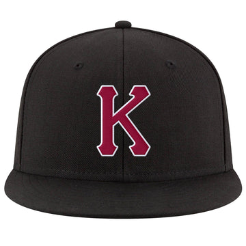 Custom Black Crimson-White Stitched Adjustable Snapback Hat