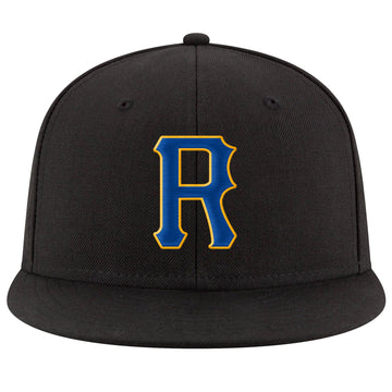 Custom Black Royal-Gold Stitched Adjustable Snapback Hat