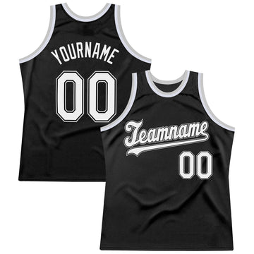 Custom Black White-Gray Authentic Throwback Basketball Jersey