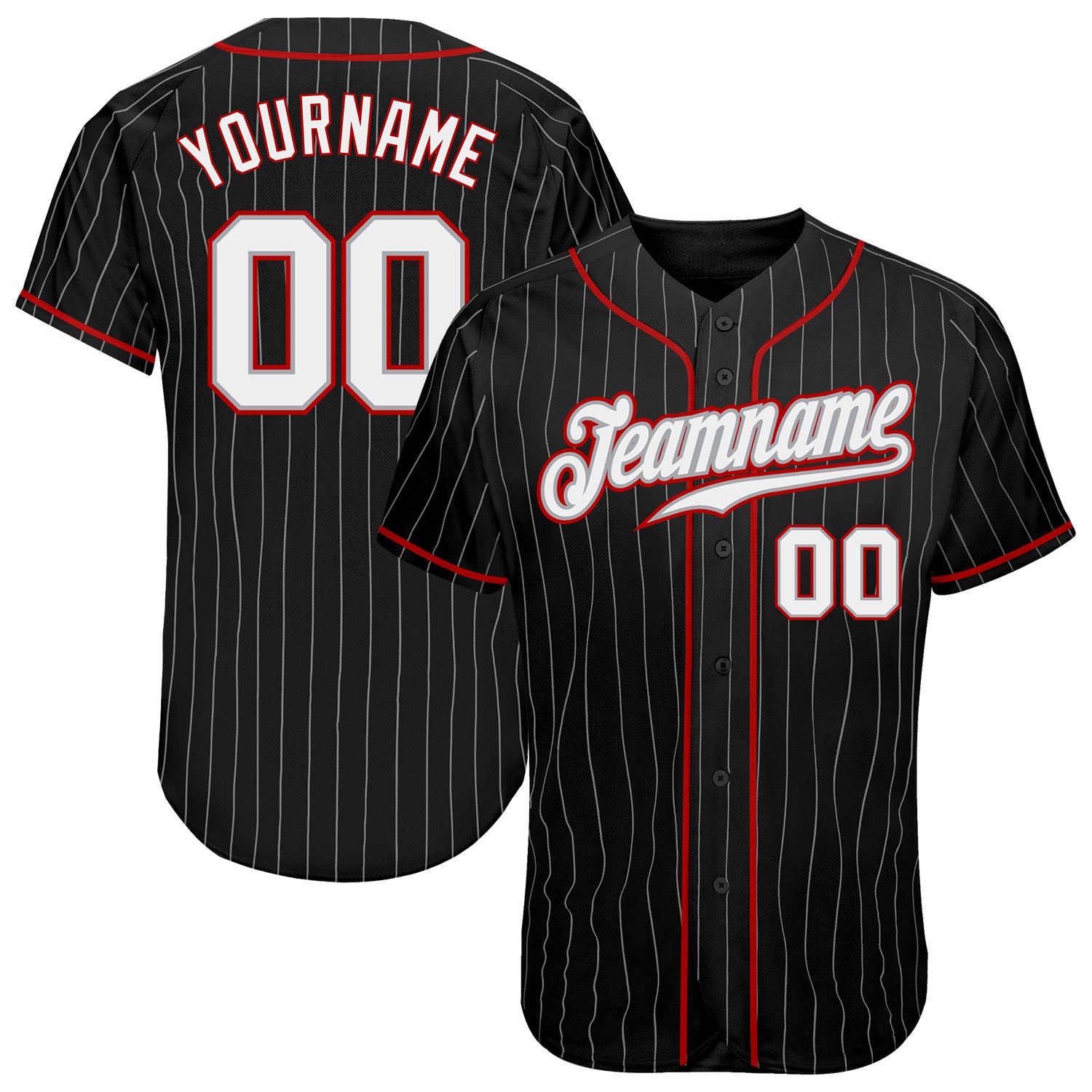 Custom Gray Red-Black Authentic Two Tone Baseball Jersey