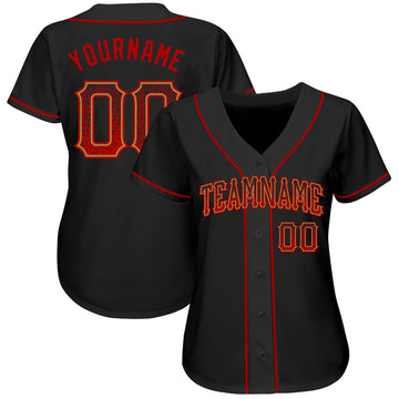 Custom Black Red-Old Gold Authentic Drift Fashion Baseball Jersey