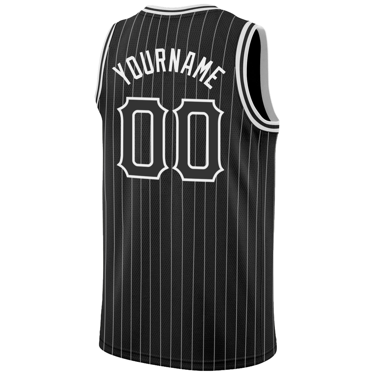 Custom Black White Pinstripe Black-White Authentic Basketball Jersey  Discount