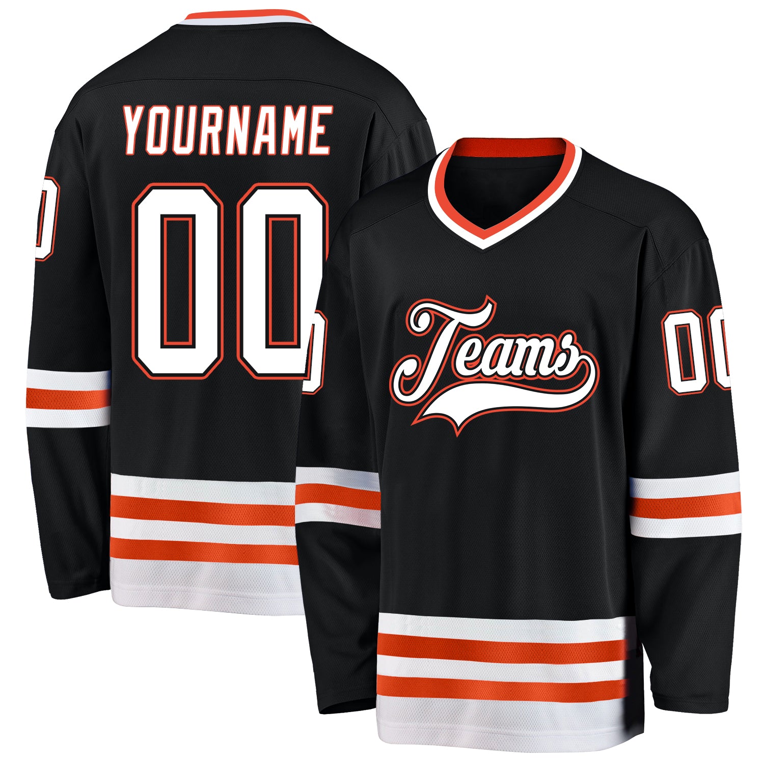 Custom Orange Black-White Hockey Jersey Discount