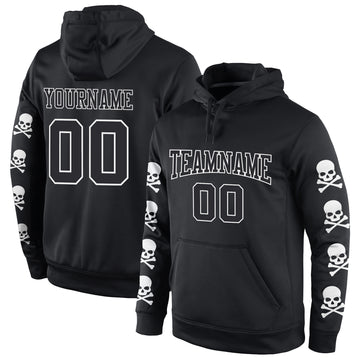 Custom Stitched Black Black-White 3D Skull Fashion Sports Pullover Sweatshirt Hoodie
