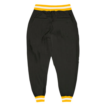 Custom Black Gold-White Sports Pants